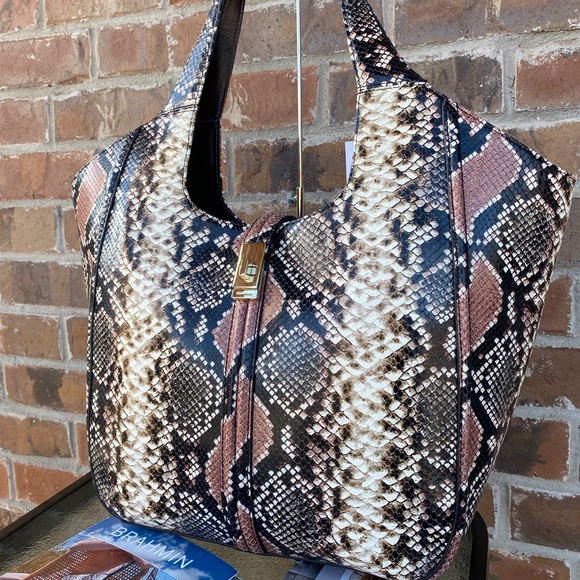 NWT Brahmin Carla Tea Rose Evita Snakeskin Python - Picture 3 of 9